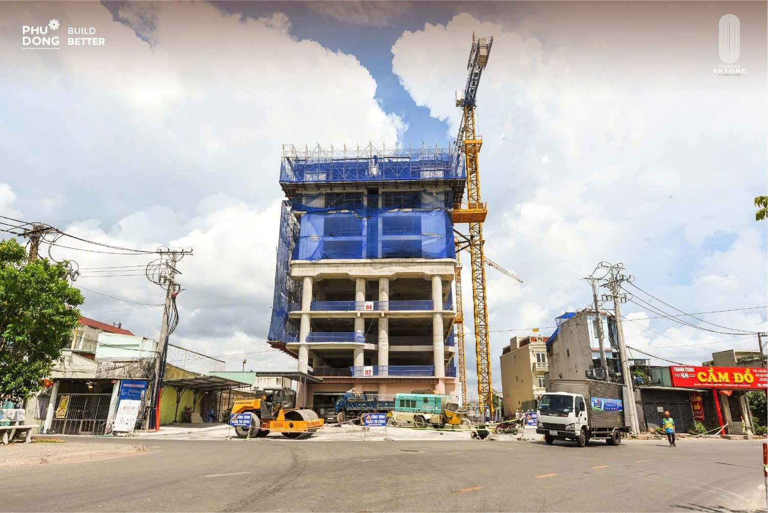 Hình ảnh thực tế tiến độ thi công dự án Phú Đông SkyOne